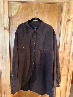 Canyon Ridge Men's Brown Faux Suede Button Down Shirt Long Sleeve Big & Tall 3XL